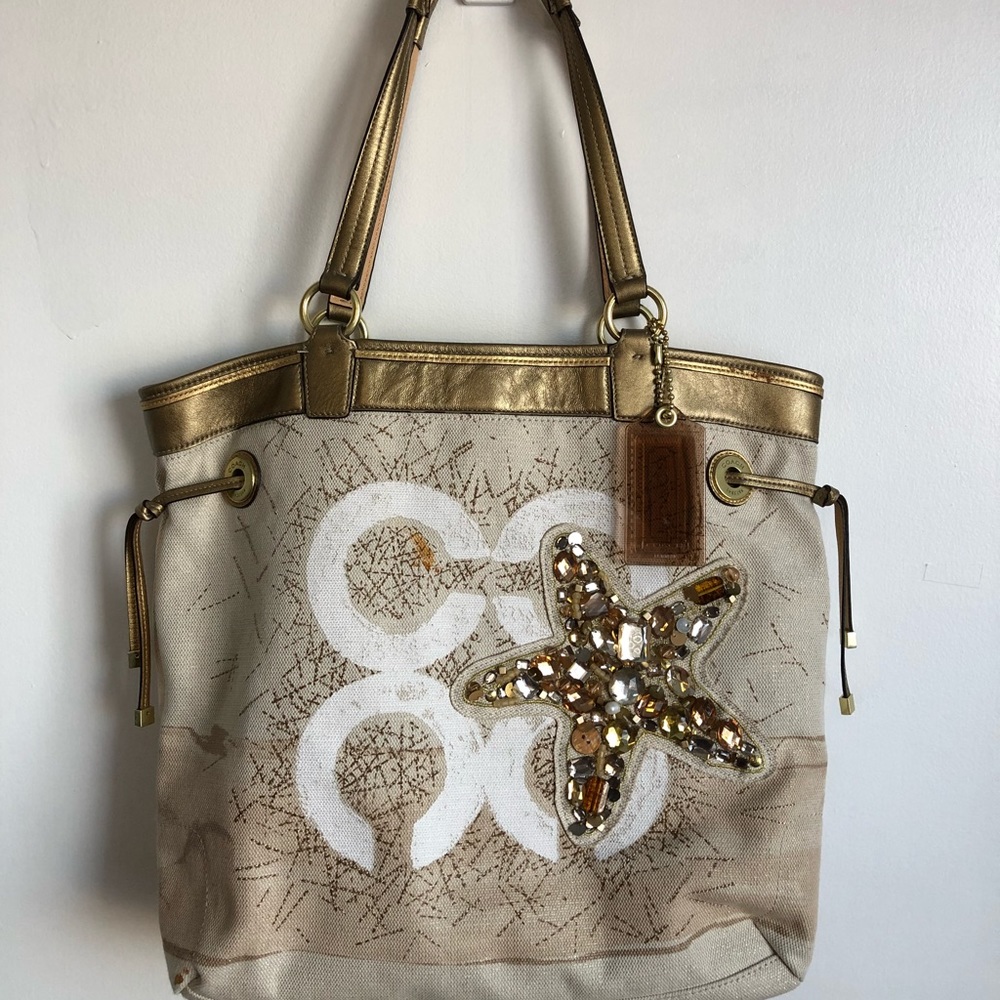 COACH JEWELED STARFISH SHOULDER BAG & WRISTLET